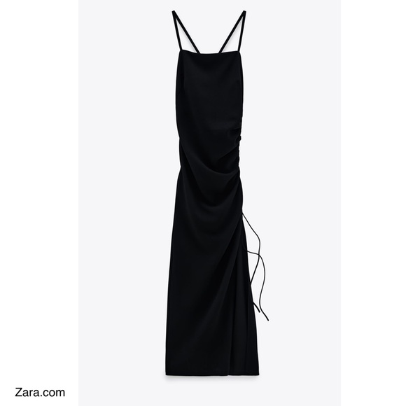 ZARA | NWT LONG DRAPED STRAPPY SEXY MAXI DRESS HIGH SLIT FORMAL GOWN PROM - Picture 9 of 13